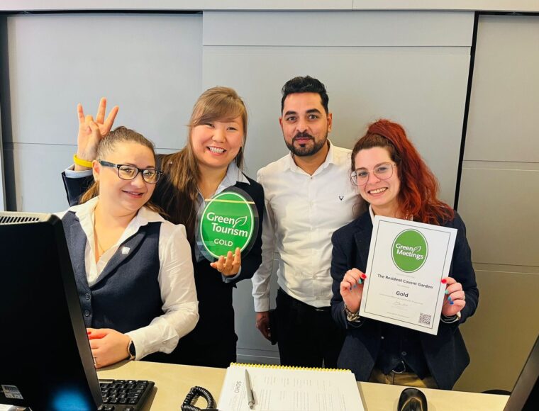 The Resident Covent Garden team celebrates achieving Green Tourism