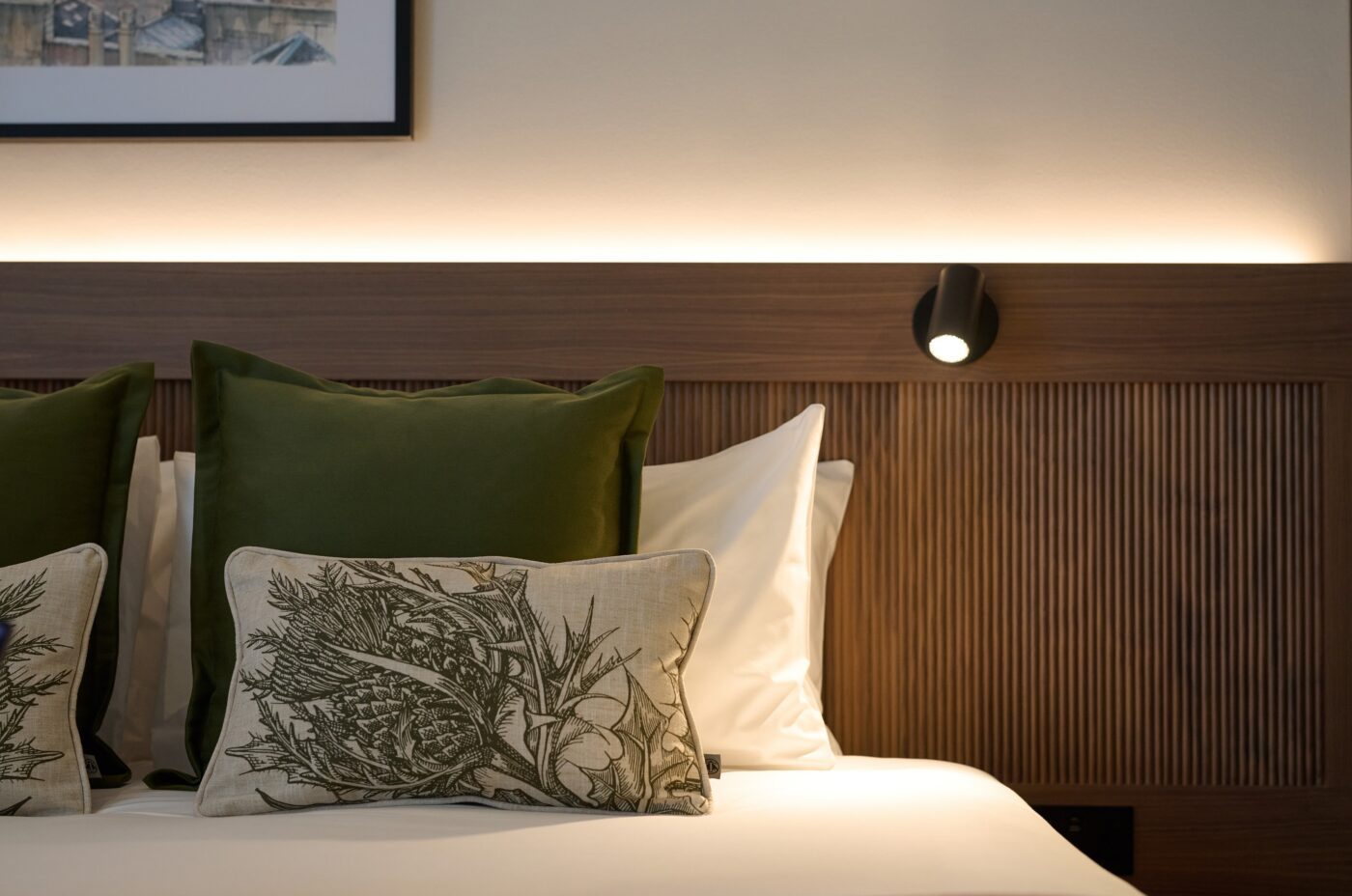 The Resident Edinburgh bedroom cushion detail
