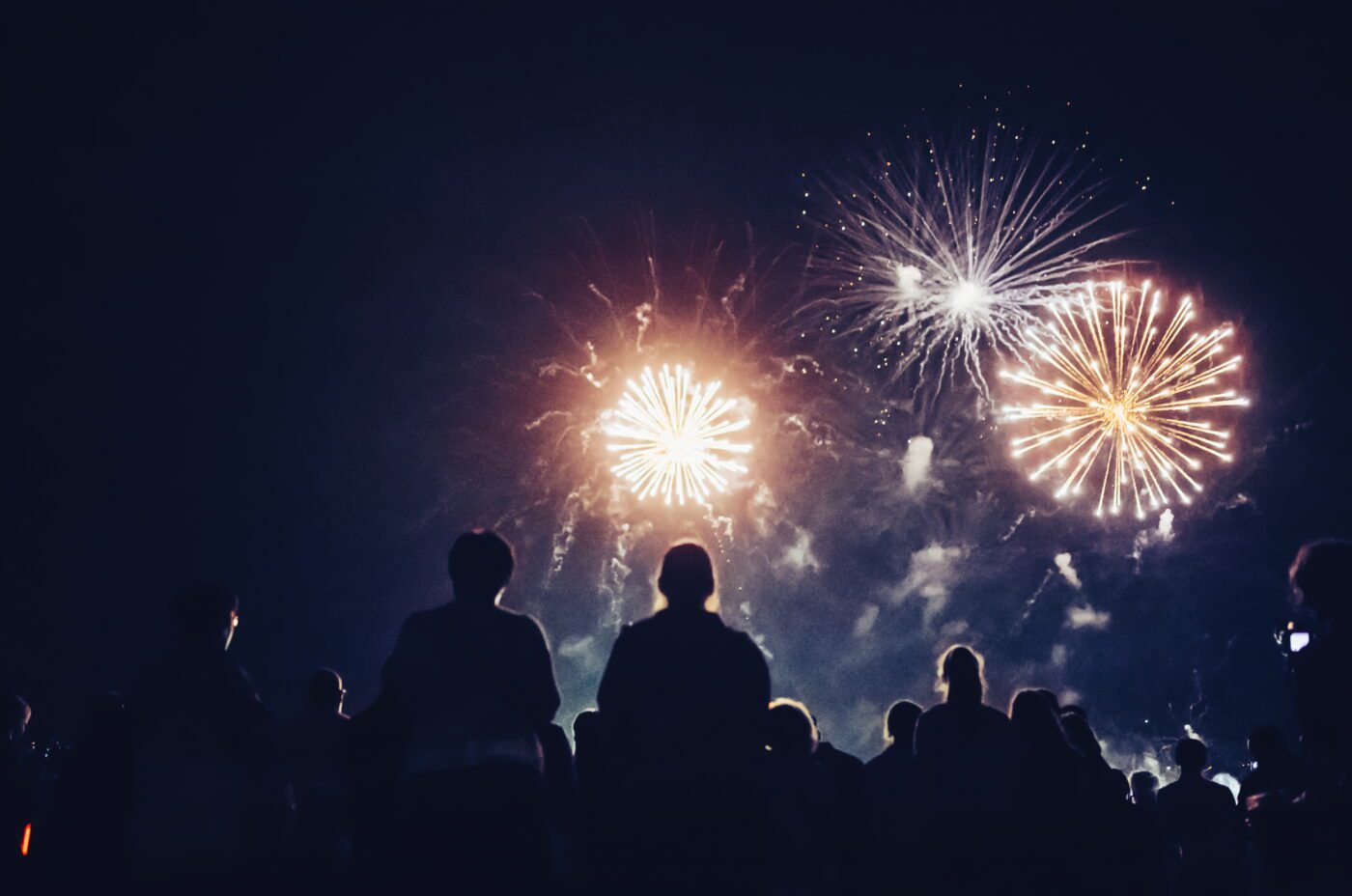 Crowd wathcing fireworks and celebrating at the Fawkes Festival