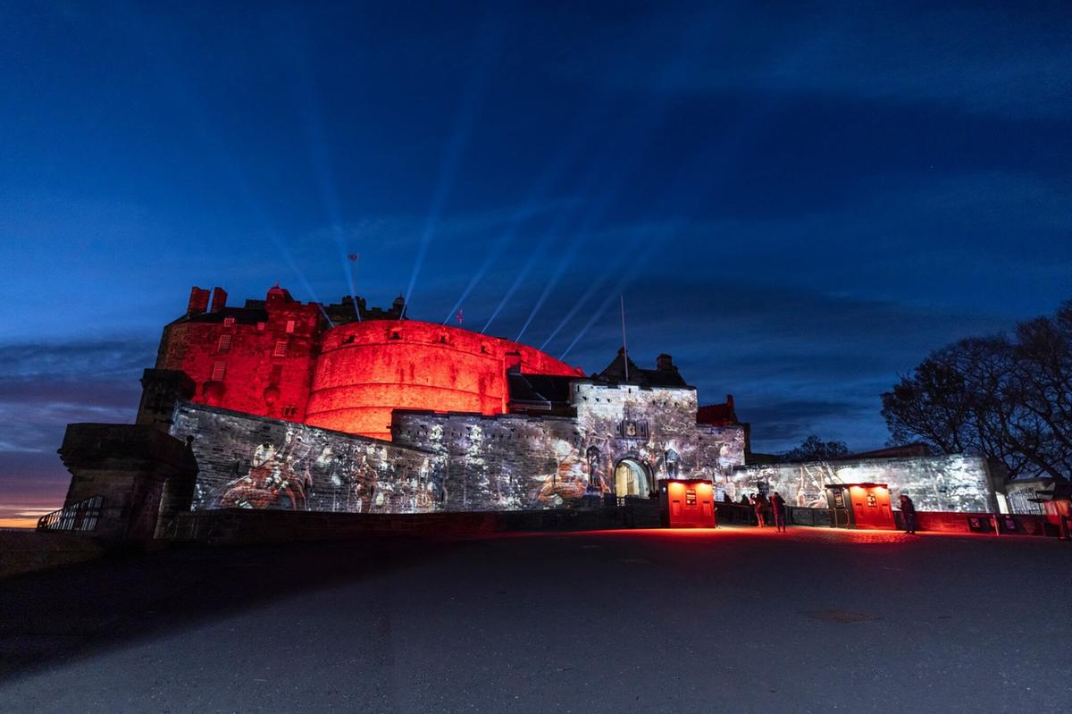 The Castle of Light festive celebration at Edinburgh castle, close to The Resident Edinburgh Hotel